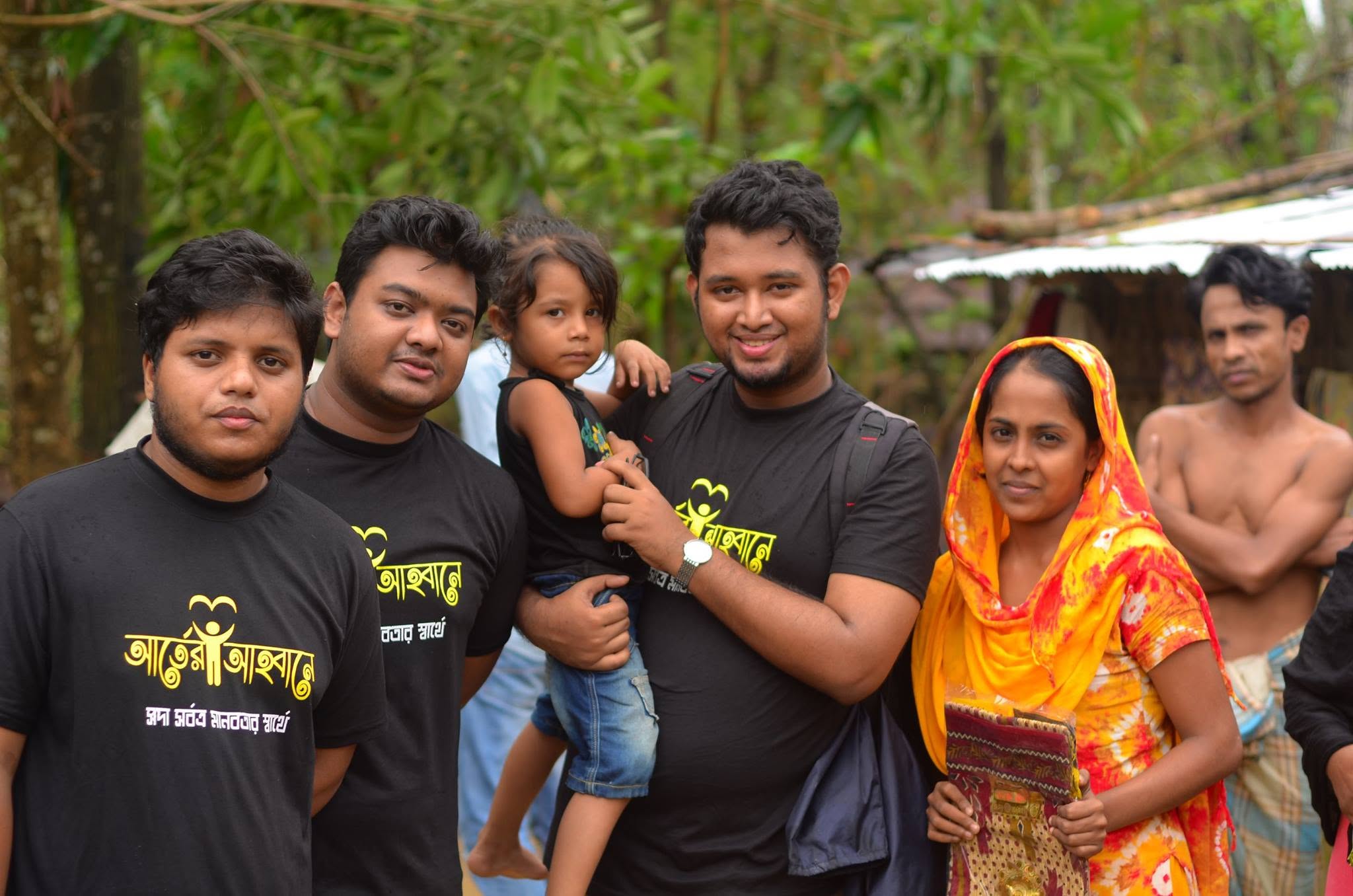Humanitarian volunteers helping community